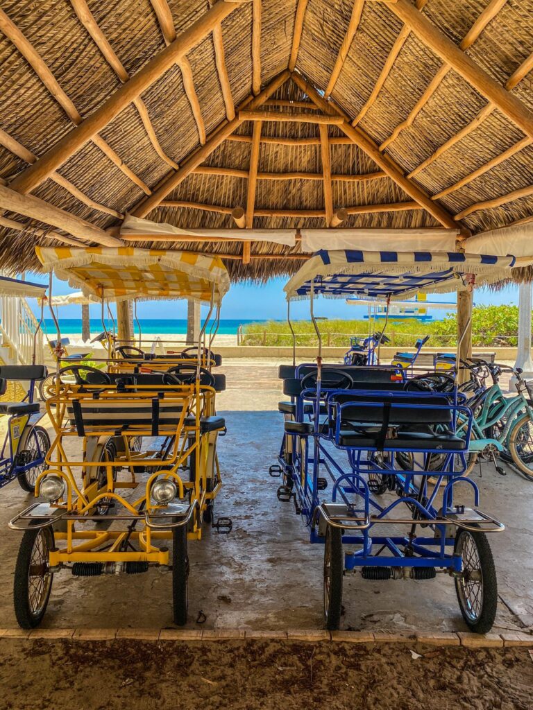 Beach Bike rentals - yellow and blue family bikes